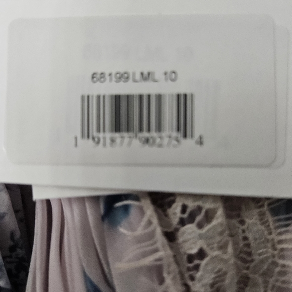 NWT  Mac Duggal Lilac Floral Print Ruched Raglan Sleeve Tiered Gown Sz 10 68199 - Picture 7 of 12